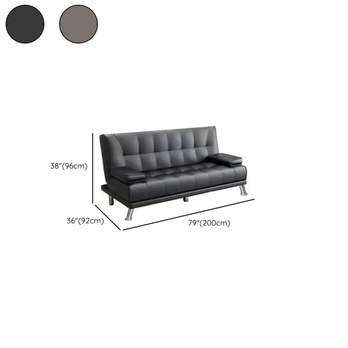 Convertible Black Polyurethane Biscuit Back Sleeper Image - 11