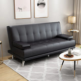 Convertible Black Polyurethane Biscuit Back Sleeper Image - 2