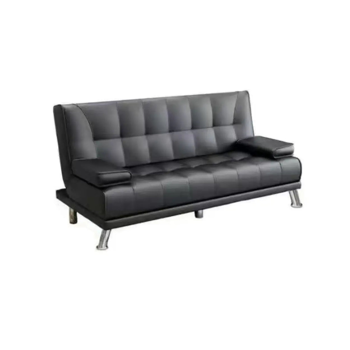 Convertible Black Polyurethane Biscuit Back Sleeper Image - 7