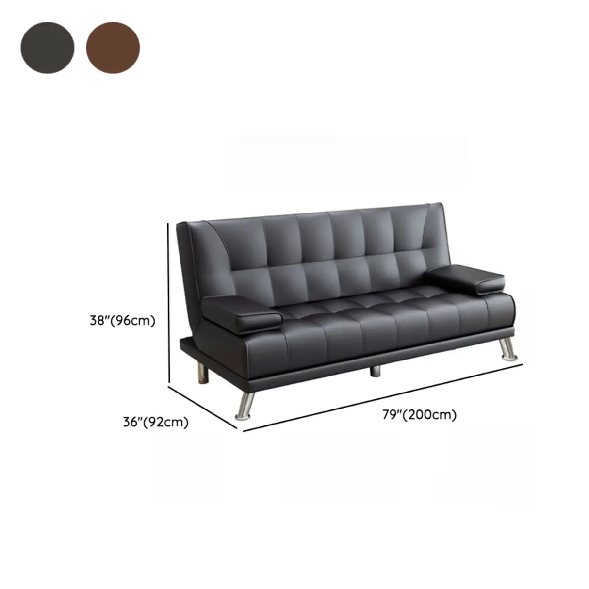Convertible Black Scratch Resistant Leather Loveseat Image - 13