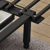 Convertible Brown Leather Tufted Storage Futon Sofa Bed Image - 10