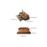 Convertible Brown Leather Tufted Storage Futon Sofa Bed Image - 13