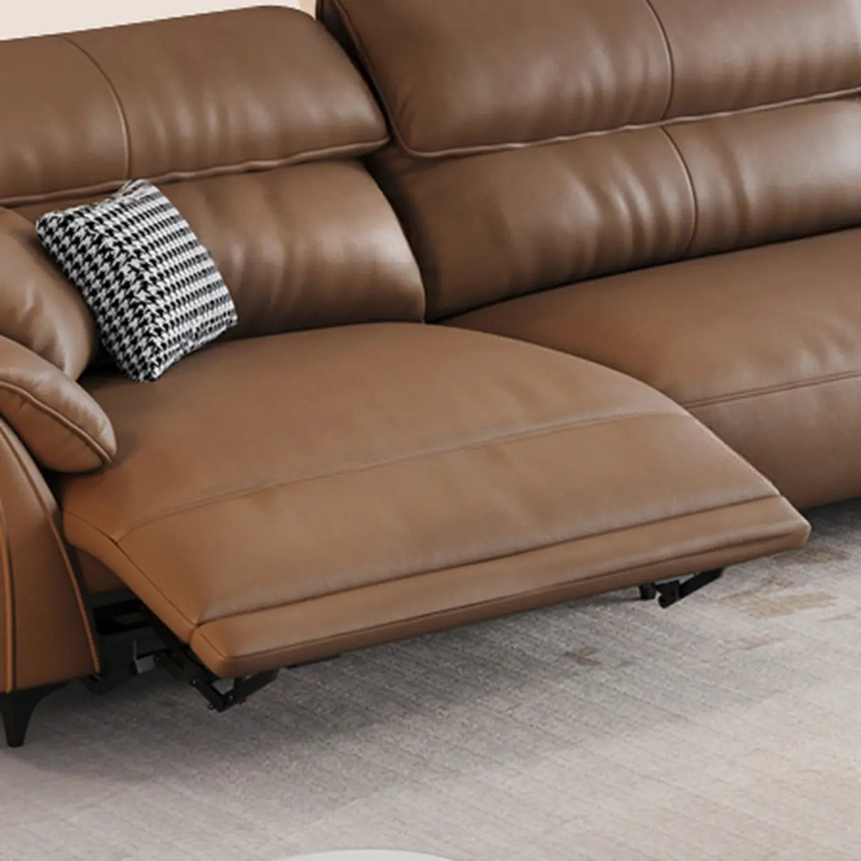 Convertible Brown Nappa Leather Reclining Sleeper Image - 10