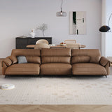 Convertible Brown Nappa Leather Reclining Sleeper Image - 1
