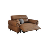 Convertible Brown Nappa Leather Reclining Sleeper Image - 2