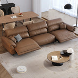 Convertible Brown Nappa Leather Reclining Sleeper Image - 4
