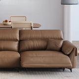Convertible Brown Nappa Leather Reclining Sleeper Image - 6