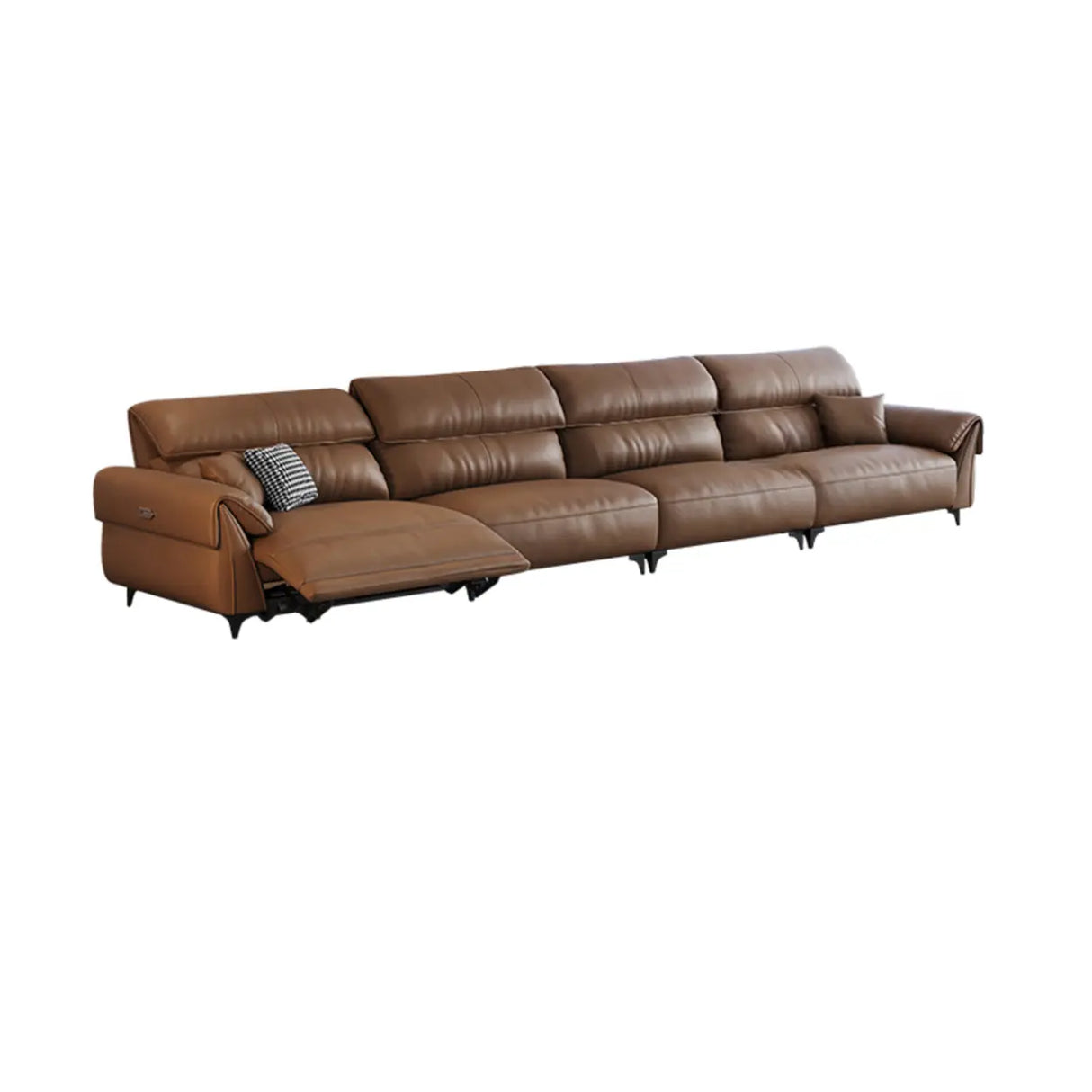 Convertible Brown Nappa Leather Reclining Sleeper Image - 7