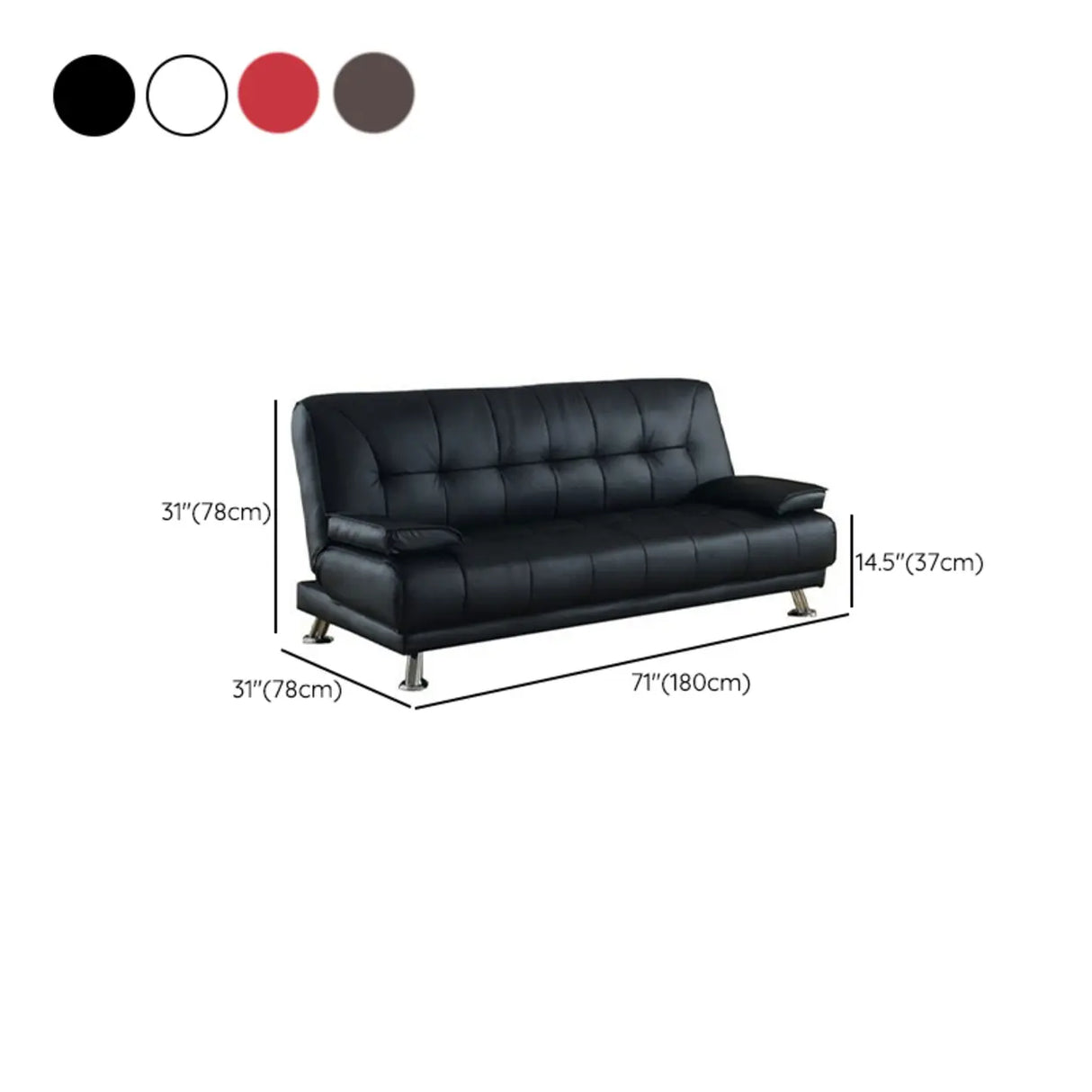 Convertible Foldable Brown Leather Sleeper with Arms 