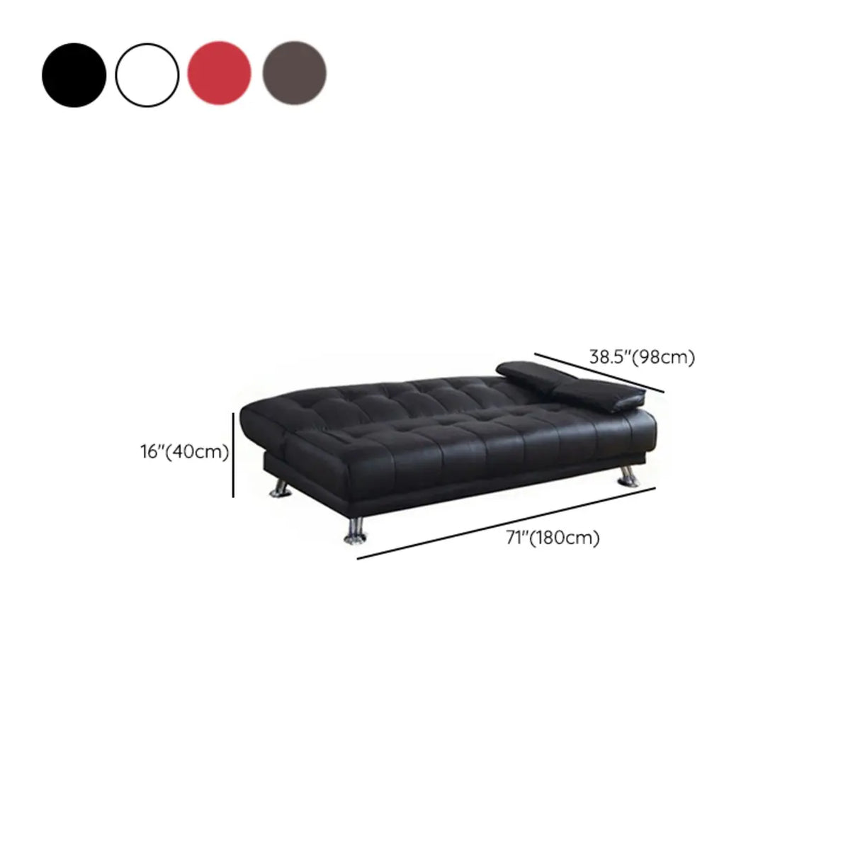 Convertible Foldable Brown Leather Sleeper with Arms Image - 13