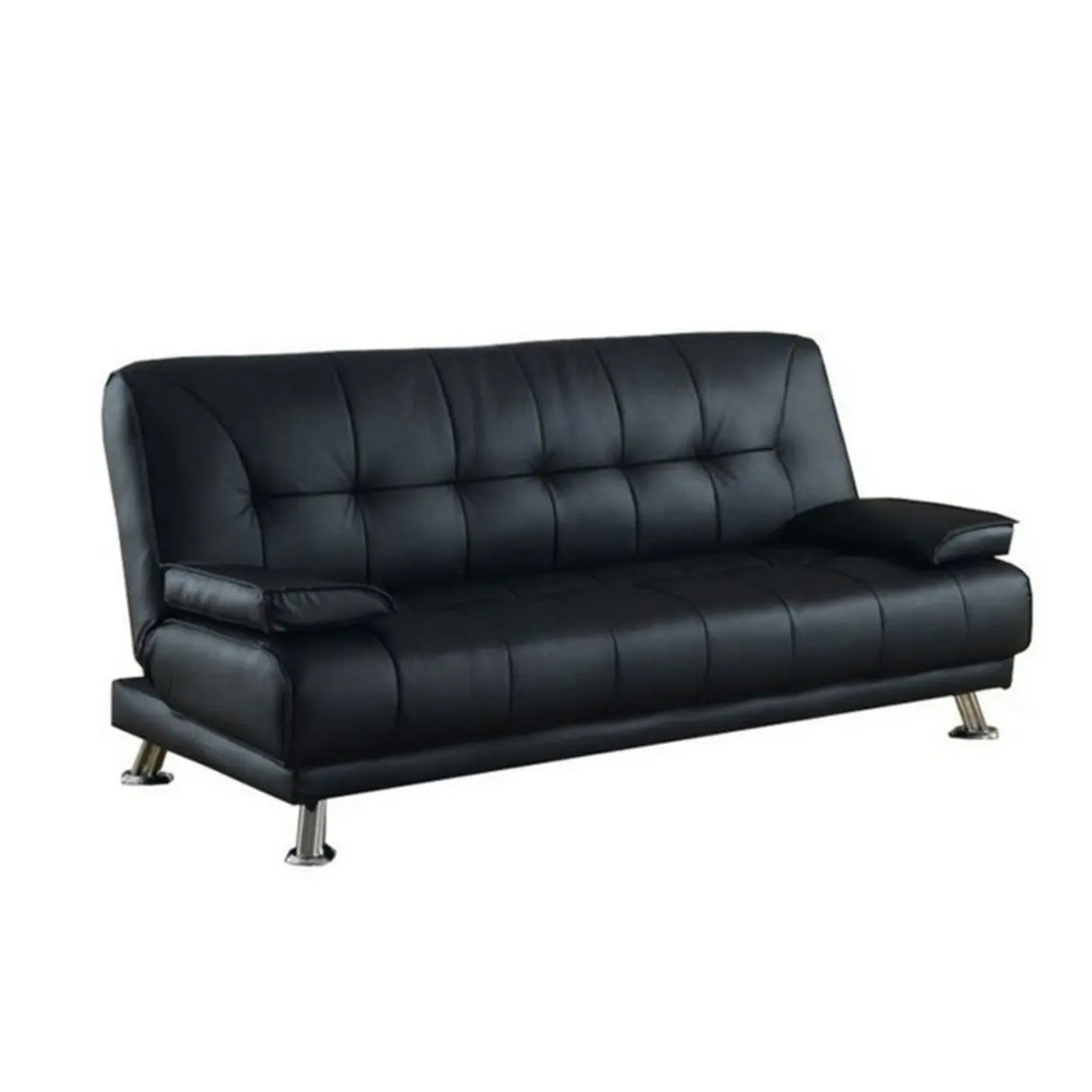 Convertible Foldable Brown Leather Sleeper with Arms Image - 2