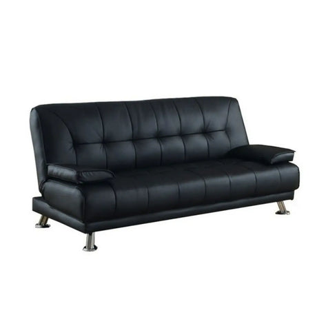 Convertible Foldable Brown Leather Sleeper with Arms Image - 2