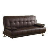 Convertible Foldable Brown Leather Sleeper with Arms Image - 3