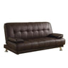 Convertible Foldable Brown Leather Sleeper with Arms Image - 3