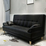 Convertible Foldable Brown Leather Sleeper with Arms Image - 4