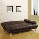 Convertible Foldable Brown Leather Sleeper with Arms Image - 6