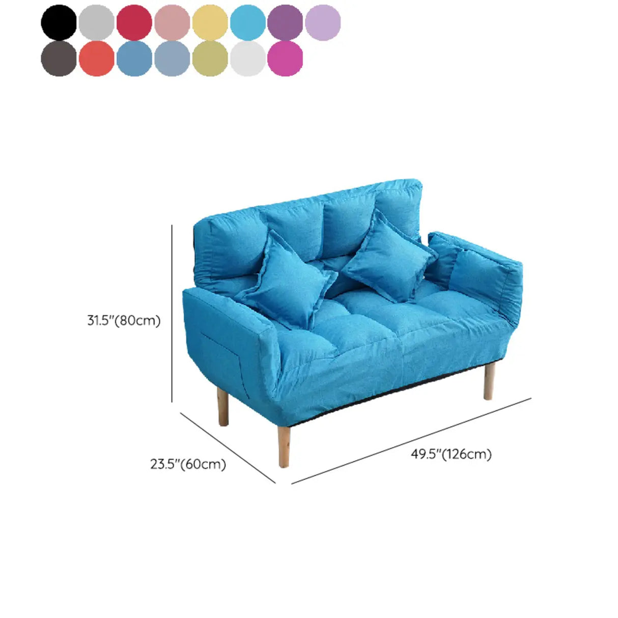 Convertible Slub Linen Fabric Biscuit Back Loveseat 