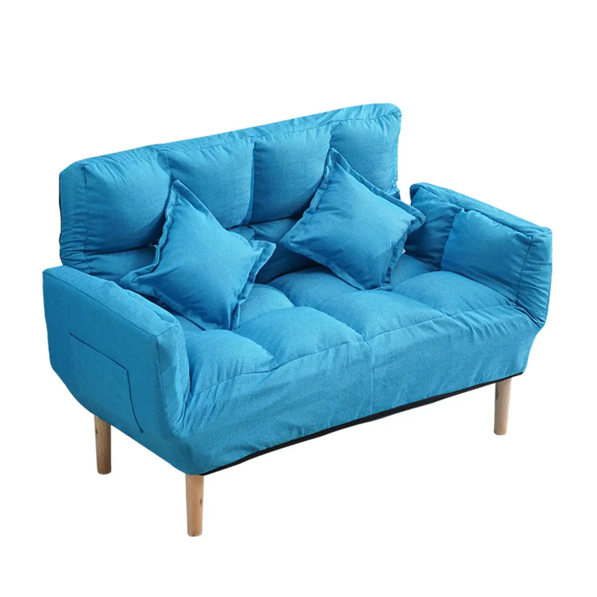 Convertible Slub Linen Fabric Biscuit Back Loveseat Image - 5