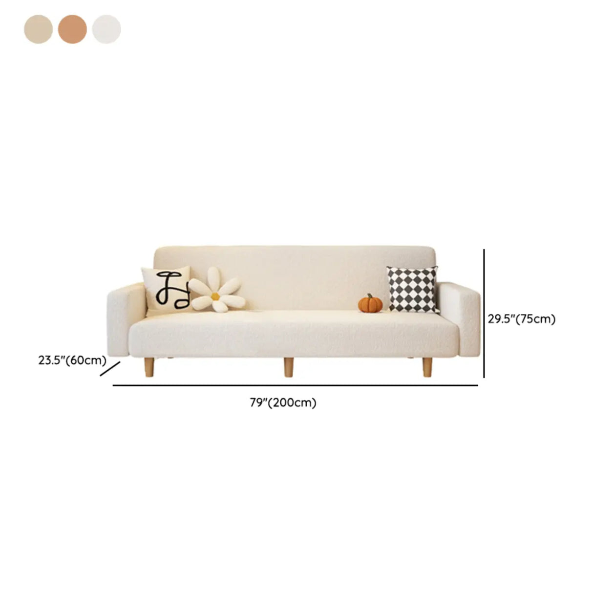 Convertible White Mohair Square Arm Tight Back Sleeper 
