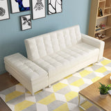 Convertible White Queen Storage Leather Futon Sofa Bed Image - 1