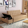 Convertible White Queen Storage Leather Futon Sofa Bed Image - 11