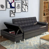 Convertible White Queen Storage Leather Futon Sofa Bed Image - 12