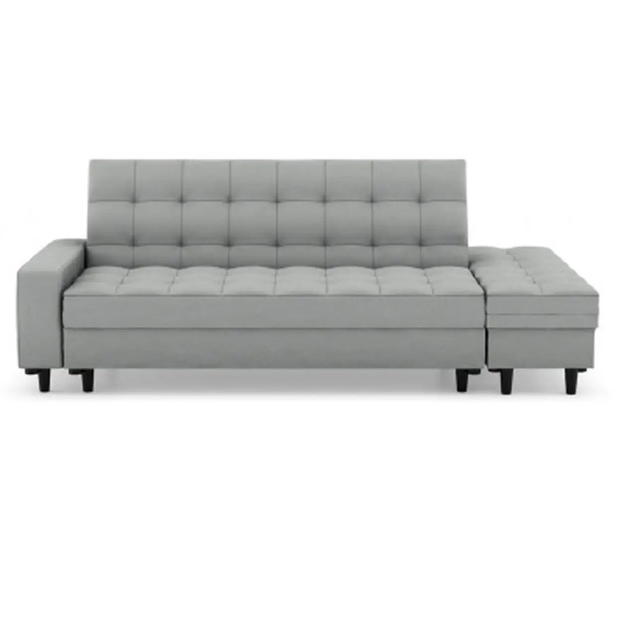 Convertible White Queen Storage Leather Futon Sofa Bed Image - 7
