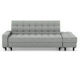 Convertible White Queen Storage Leather Futon Sofa Bed Image - 7