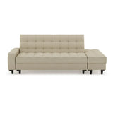 Convertible White Queen Storage Leather Futon Sofa Bed Image - 10