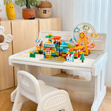Convertible White Toddler Play Desk Chair 2 Piece Set Image - 1