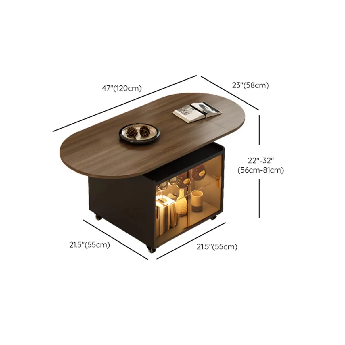 Convertible Wood Lift Top Cabinet Coffee Table Table 