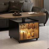 Convertible Wood Lift Top Cabinet Coffee Table Table Image - 1