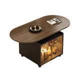 Convertible Wood Lift Top Cabinet Coffee Table Table Image - 4