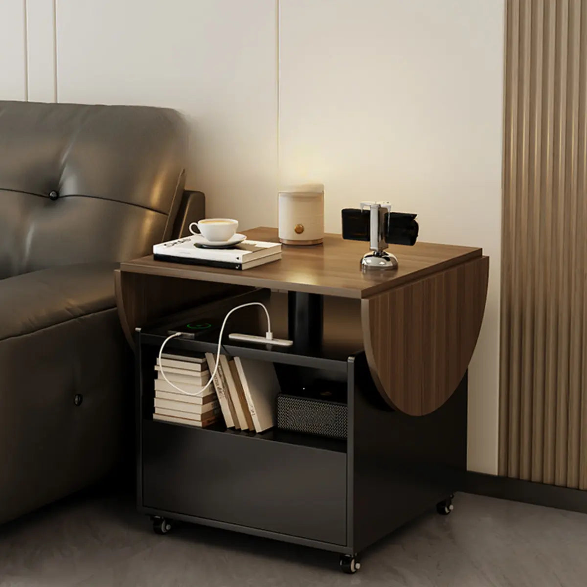Convertible Wood Lift Top Cabinet Coffee Table Table Image - 6