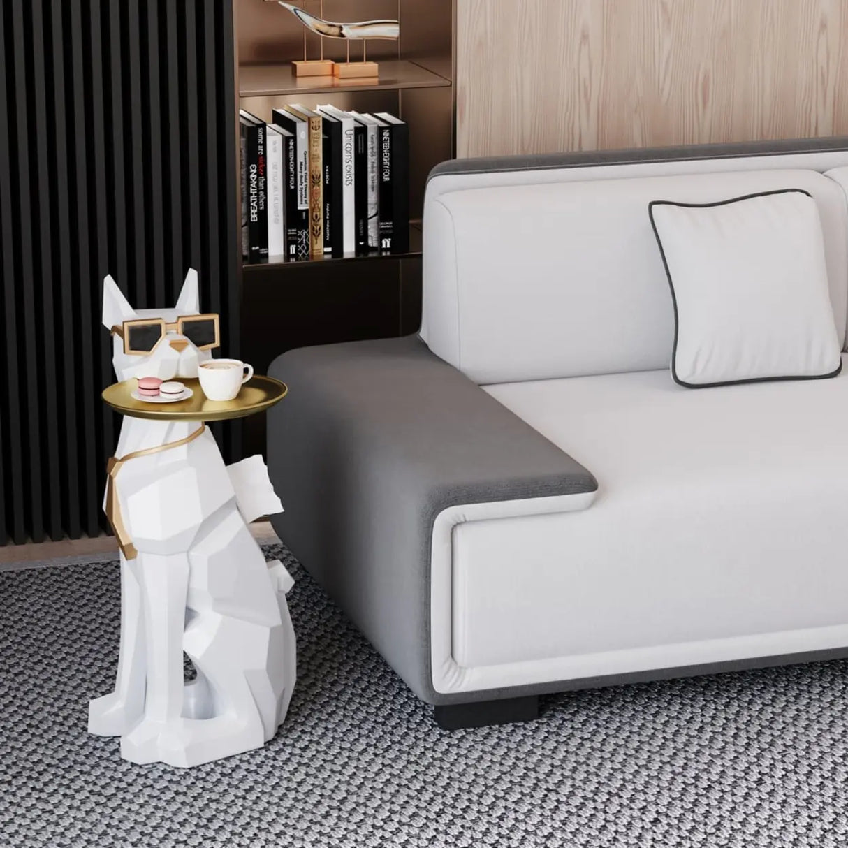 Cool Dog-Shaped Side Table with Tray and Tissue Box Image - 3