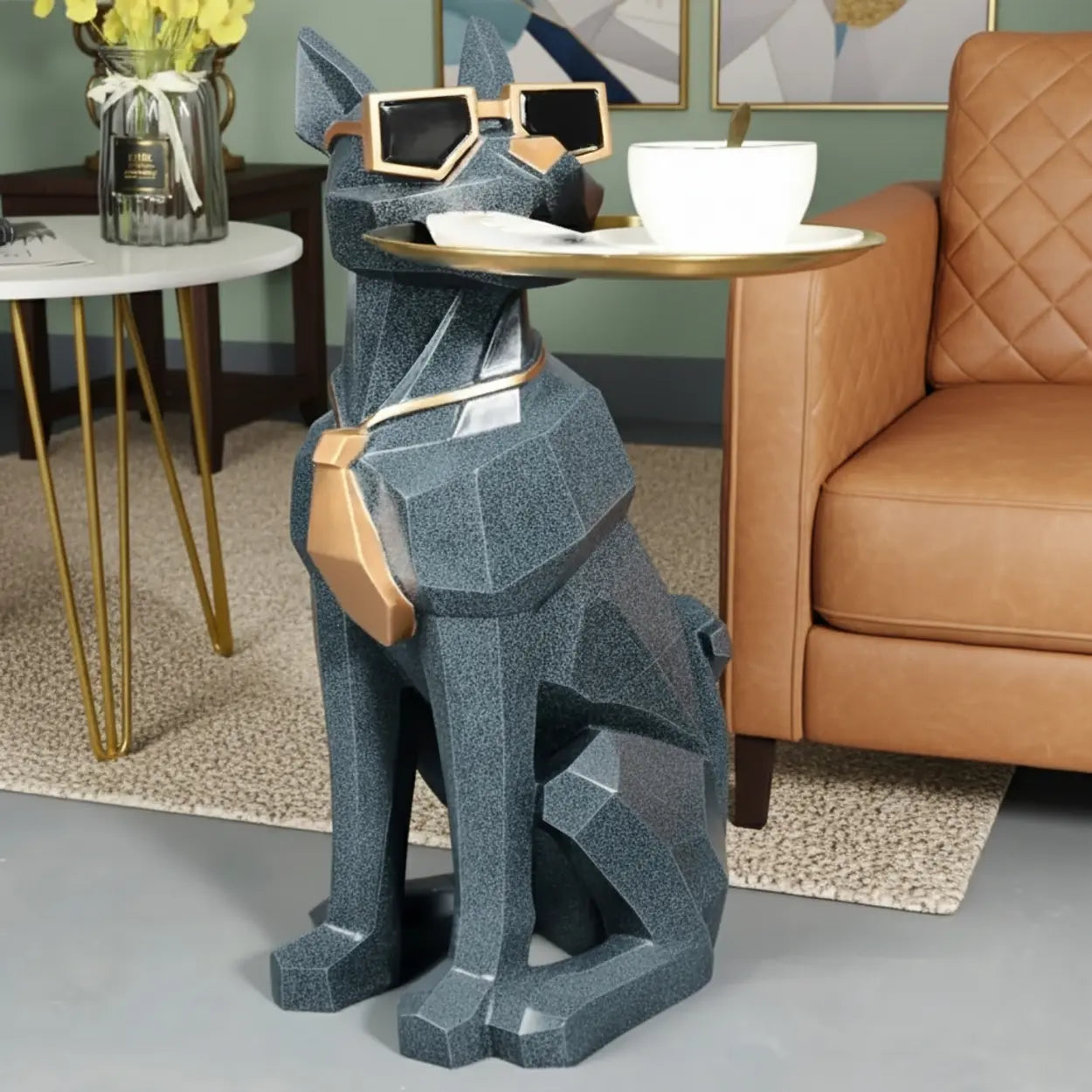 Cool Dog-Shaped Side Table with Tray and Tissue Box Image - 3