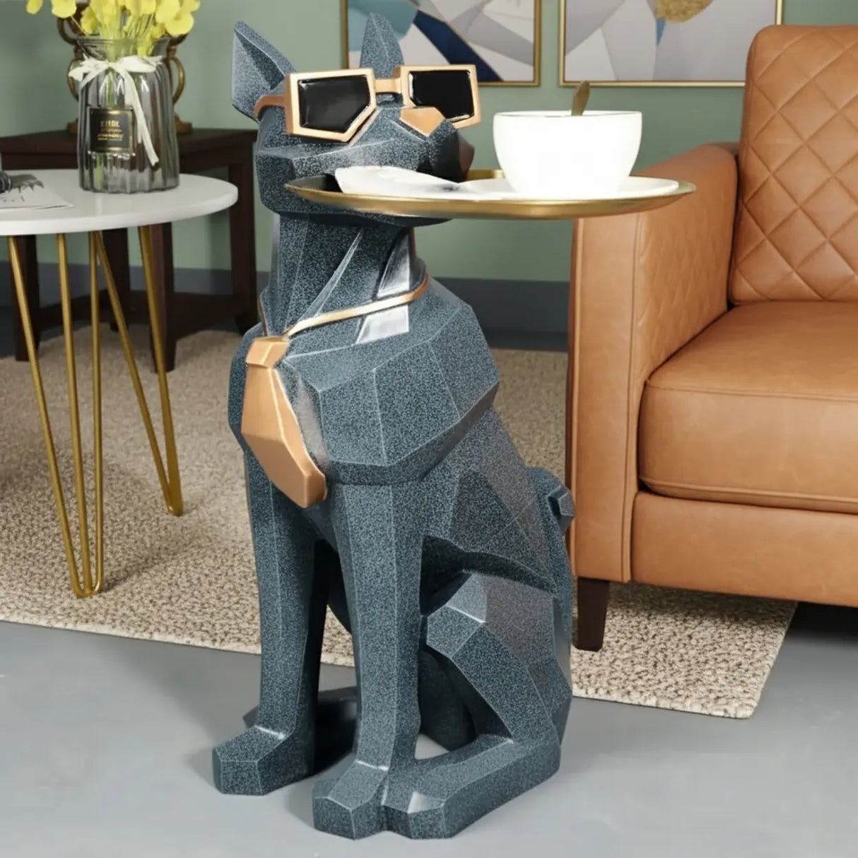 Cool Dog-Shaped Side Table with Tray and Tissue Box Image - 3
