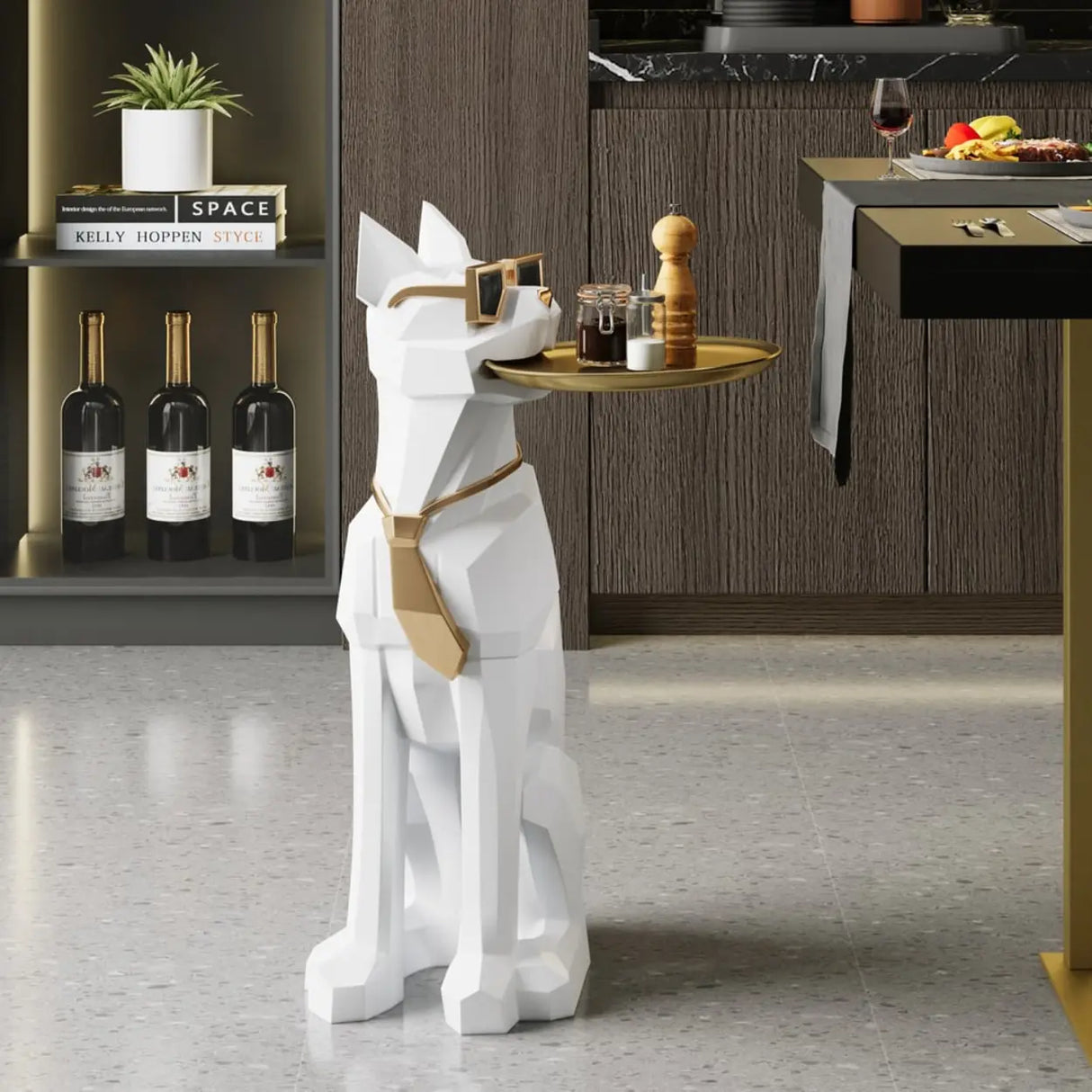 Cool Dog-Shaped Side Table with Tray and Tissue Box Image - 4