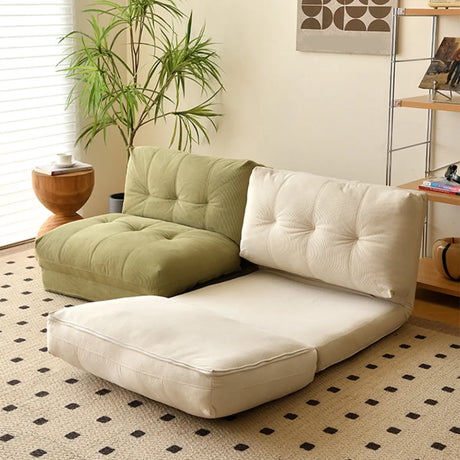 Corduroy Tufted Back Metal Frame Convertible Chair Image - 1