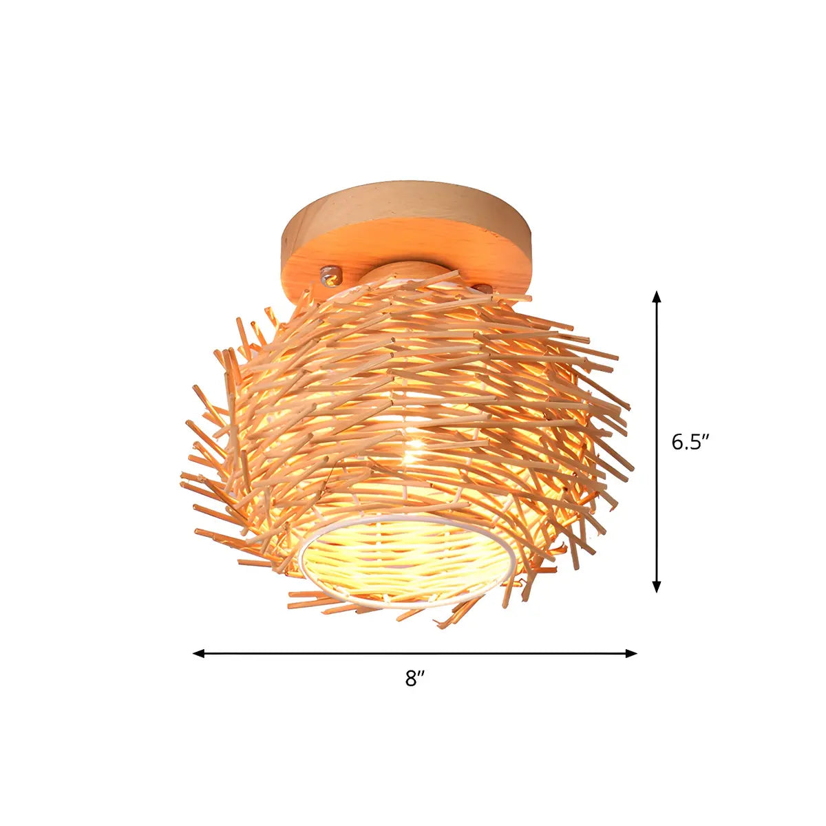 Corridor Birds Nest Weaving Wood LED Flush Mount Light 