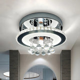 Corridor Chrome Round Crystal Orb LED Flush Mount Light Image - 4