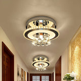 Corridor Chrome Round Crystal Orb LED Flush Mount Light Image - 5