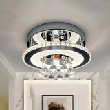 Corridor Chrome Round Crystal Orb LED Flush Mount Light Image - 6
