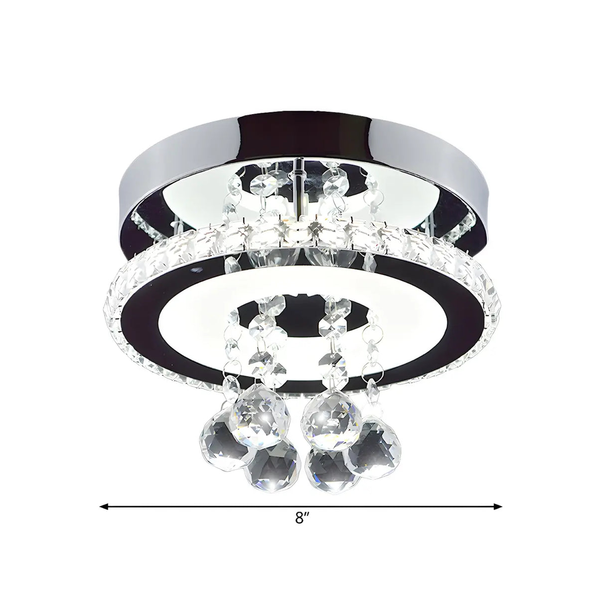 Corridor Chrome Round Crystal Orb LED Flush Mount Light 