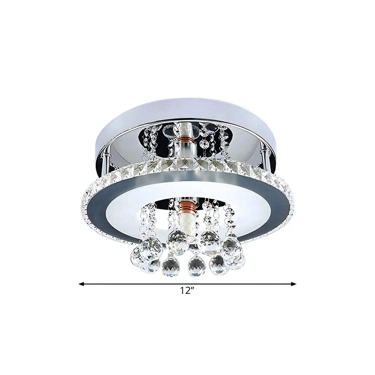 Corridor Chrome Round Crystal Orb LED Flush Mount Light Image - 9