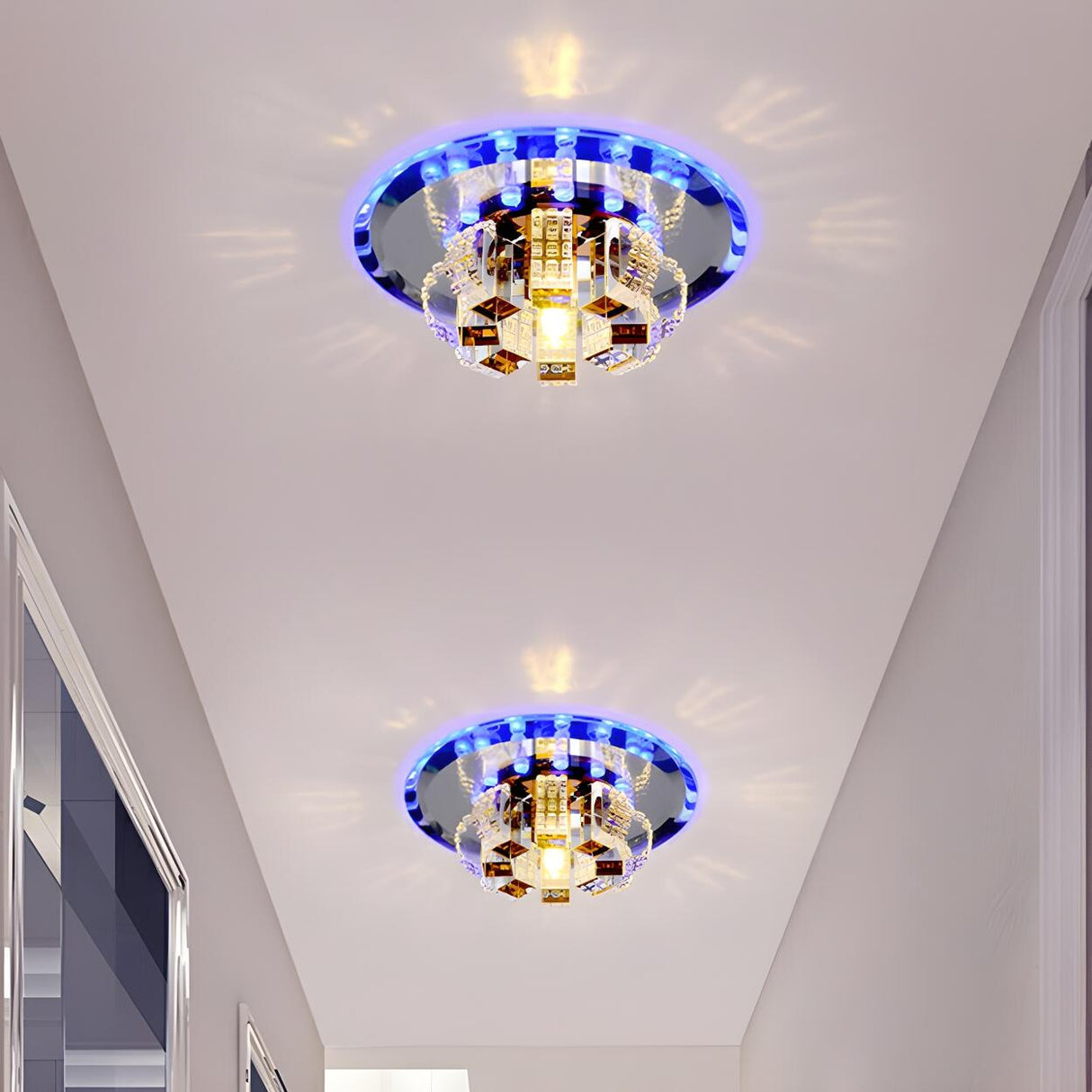 Corridor Crystal Flower LED Flush Mount Ceiling Light Image - 3