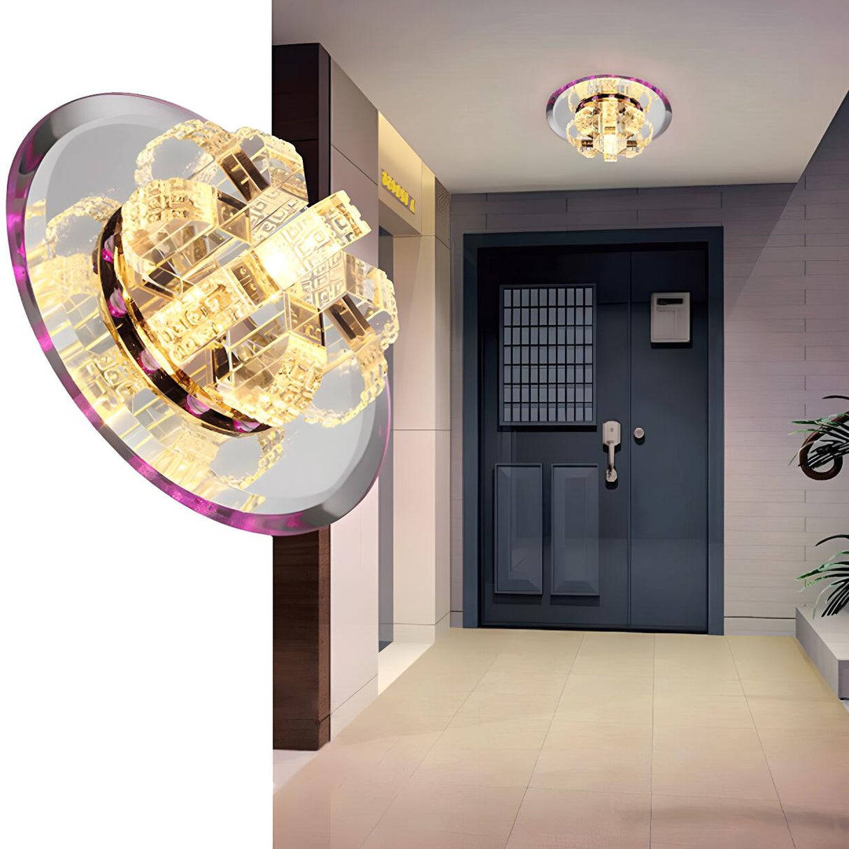 Corridor Crystal Flower LED Flush Mount Ceiling Light Image - 6