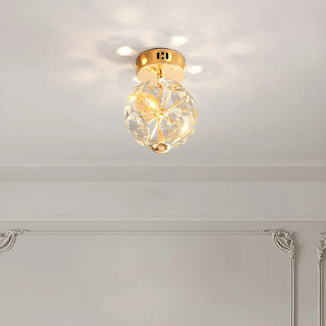 Corridor Crystal Globe Semi-Flush Mount Ceiling Light Image - 2