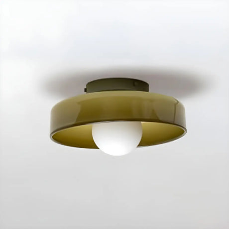 Corridor Green Barn Glass Flush Mount Ceiling Light Image - 1