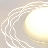 Corridor Mini White Round Wave Flush Mount Ceiling Lamp Image - 13